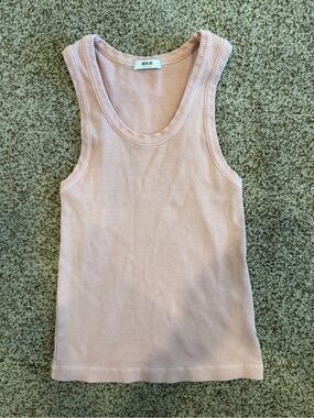 Agolde Soft Dusty Pink Ribbed Scoop Tank
